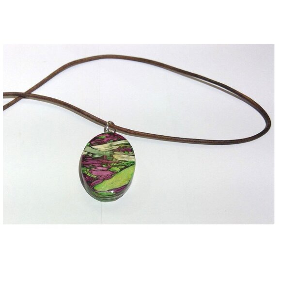 Jewelry - Handmade Tumbleweed Necklace -- Oval in Violet/Green